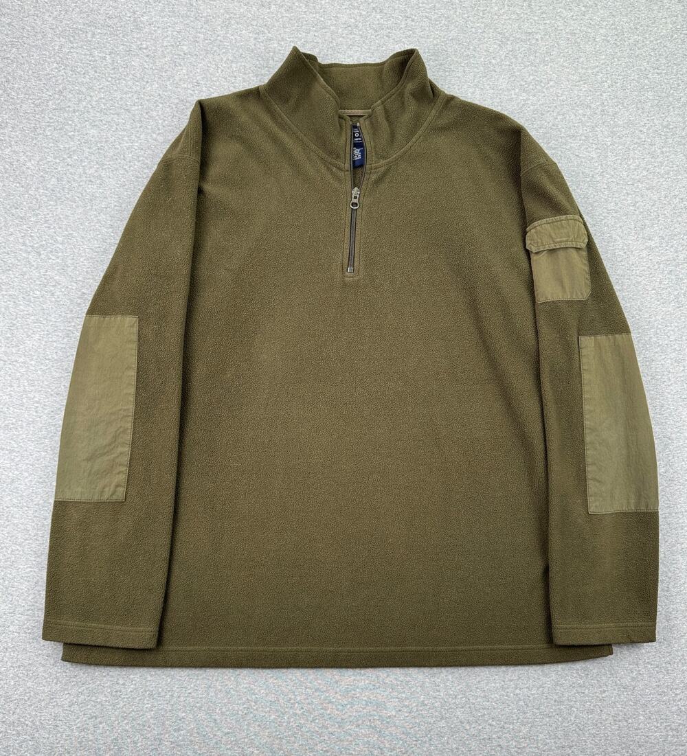 y2k Sonoma Fleece Jacket Mens XL Army Green 1/4 Zip Pullover Outdoors Utility